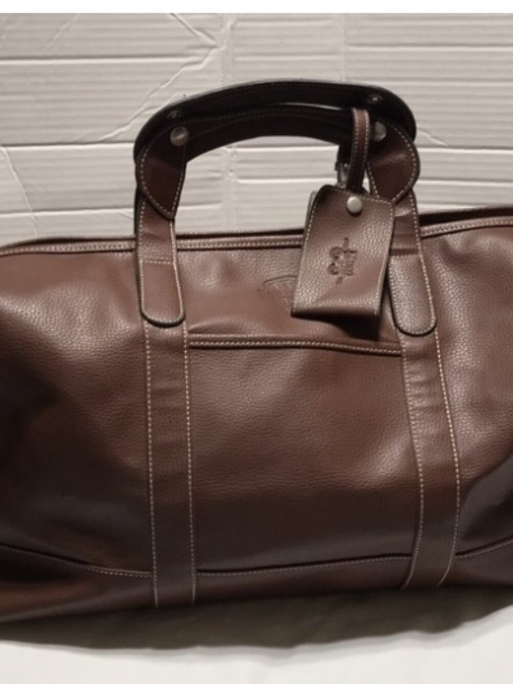 $795 Barrington 360 Brown Pebbled Duffle Weekender Carry On Travel Bag Unixex - Picture 4 of 12